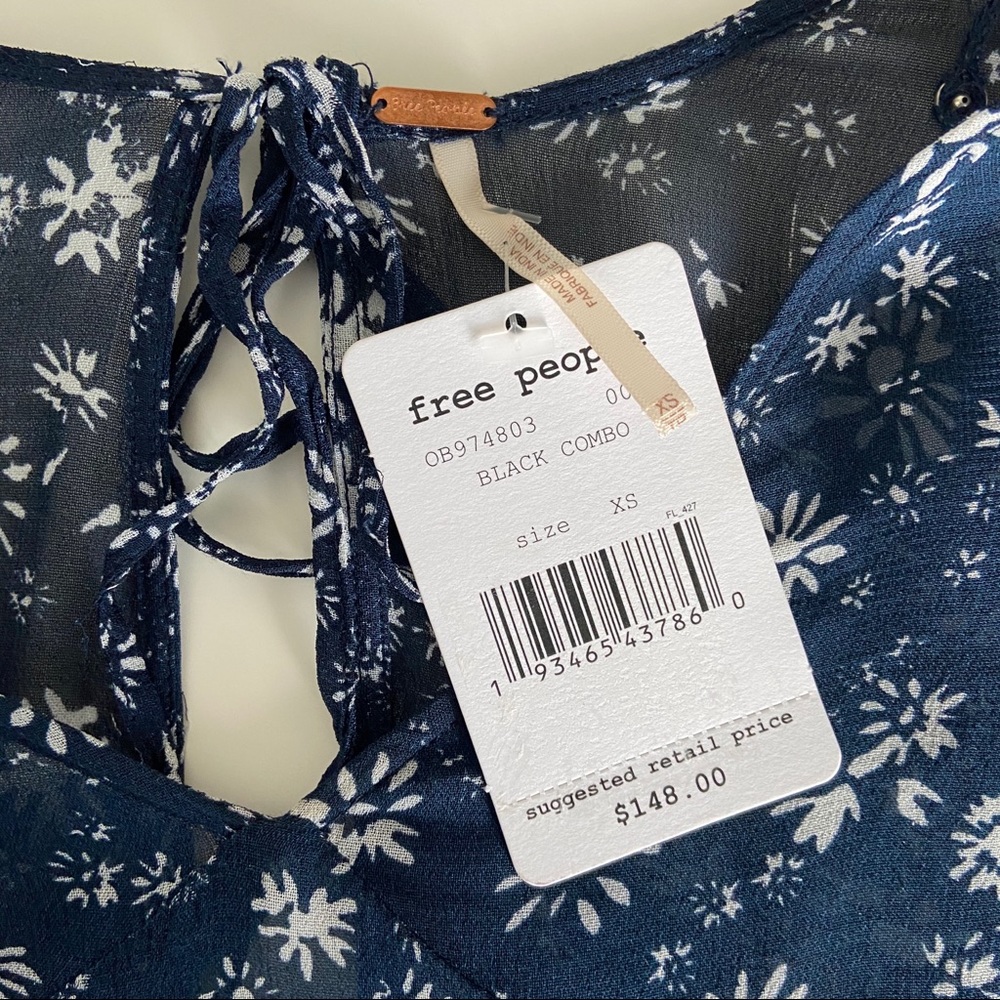 NWT Free People Blue Floral Wallflower Midi Dress - Picture 5 of 8